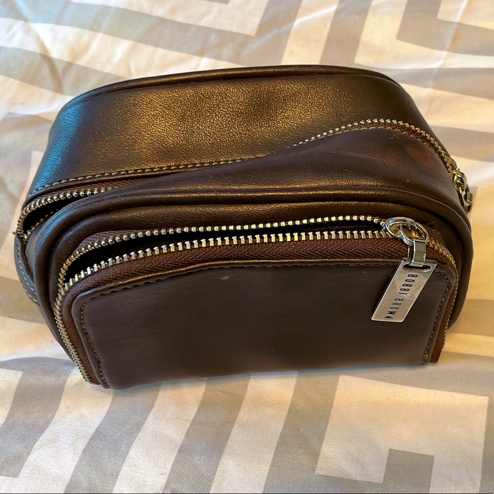 Bobbi Brown Leather Double zipper Make up pouch 👝